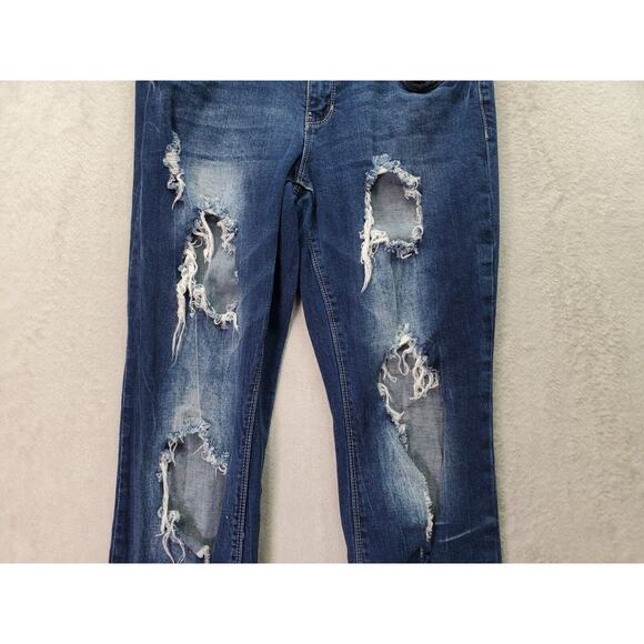 YMI Anklet Jeans Women's Size 9 Blue Denim Ripped Cotton‎ 5-Pockets Design Logo - Picture 4 of 9